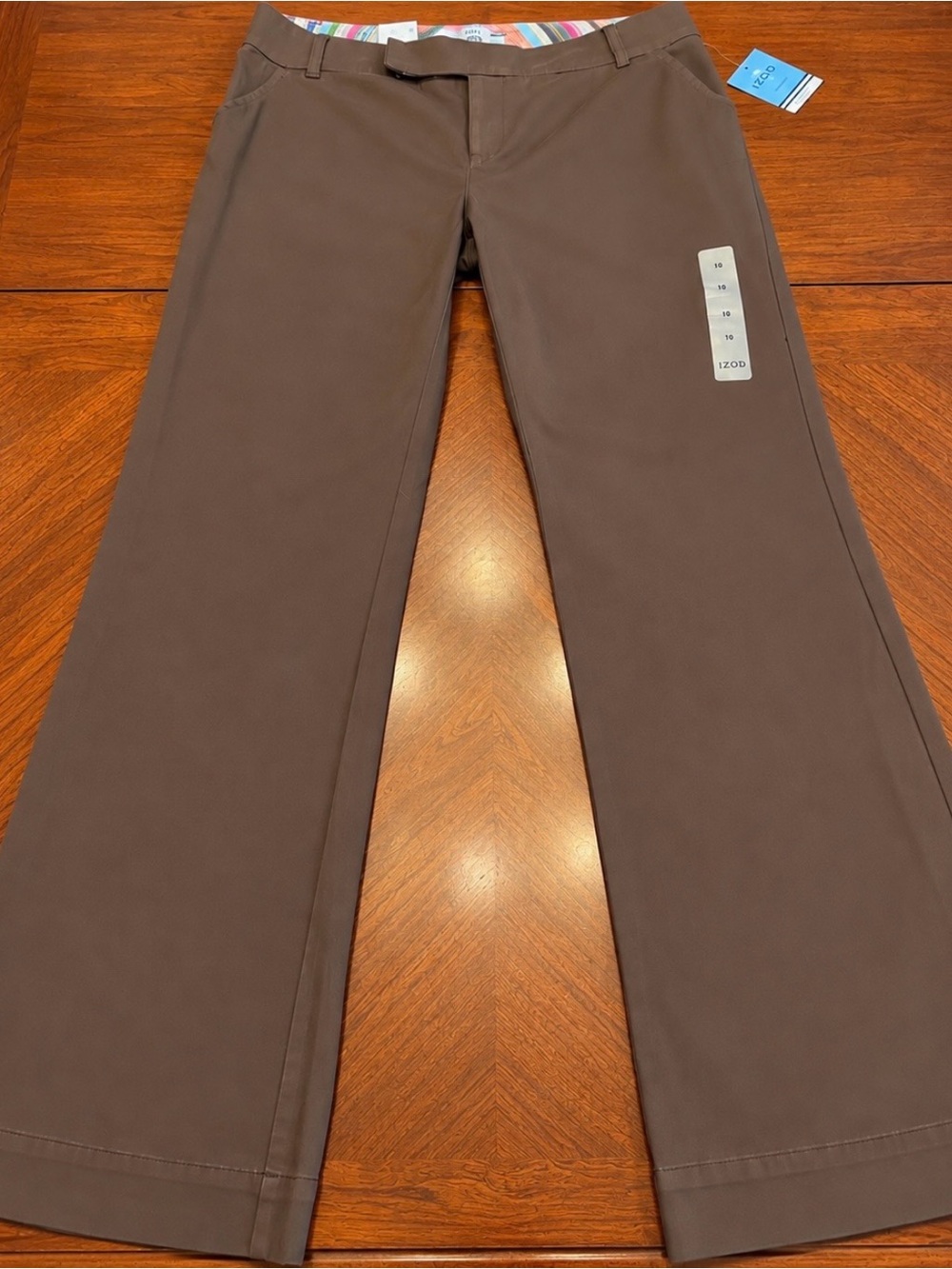 Izod Pants 98% Cotton Woman’s Brown Boot-Cut Stretch Brown Pants **NWT**